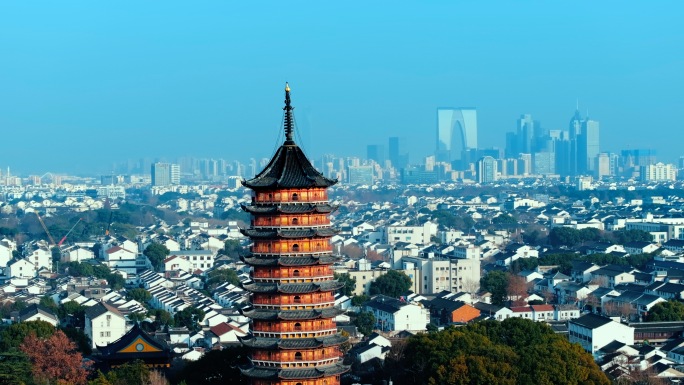 苏州古城区 园区北寺塔 姑苏区航拍