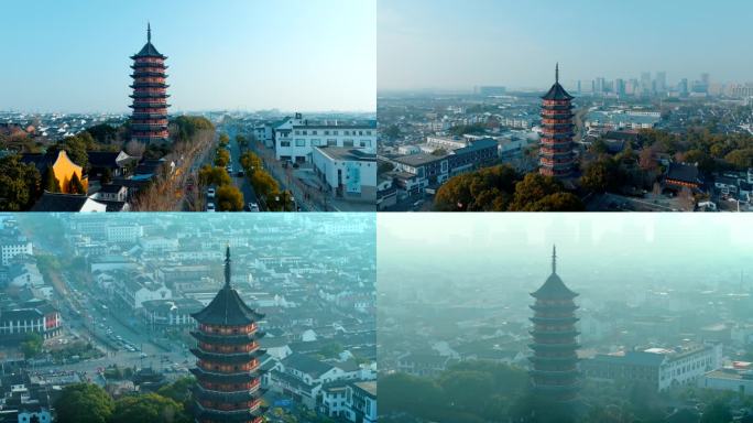 苏州古城区 园区北寺塔 姑苏区航拍