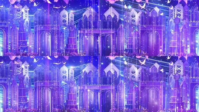 浪漫粉紫梦幻城堡婚礼背景