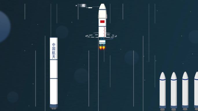 mg动画 火箭发射卡通演示 火箭分离过程