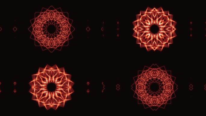 红色万花筒，分形圆形图案，神圣几何，无缝VJ循环
