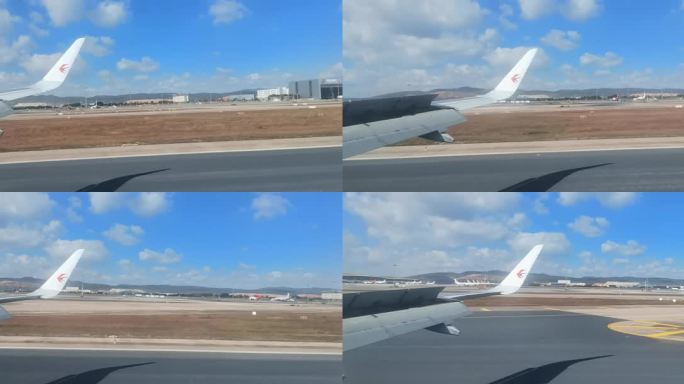 东方航空波音飞机昆明机场降落滑行