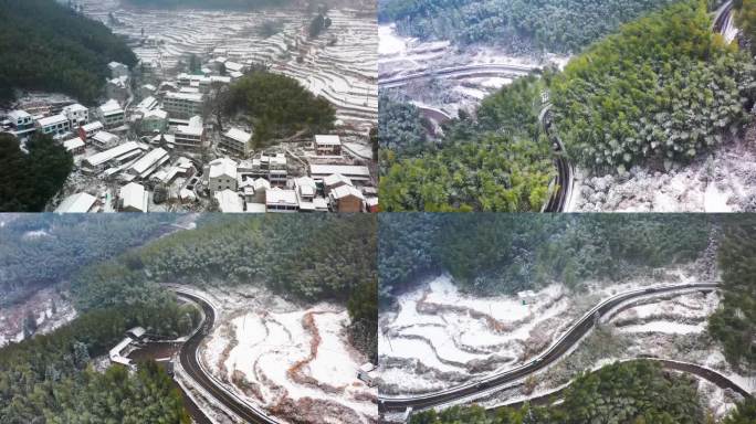 台州市黄岩区富山乡雪景，半山古村