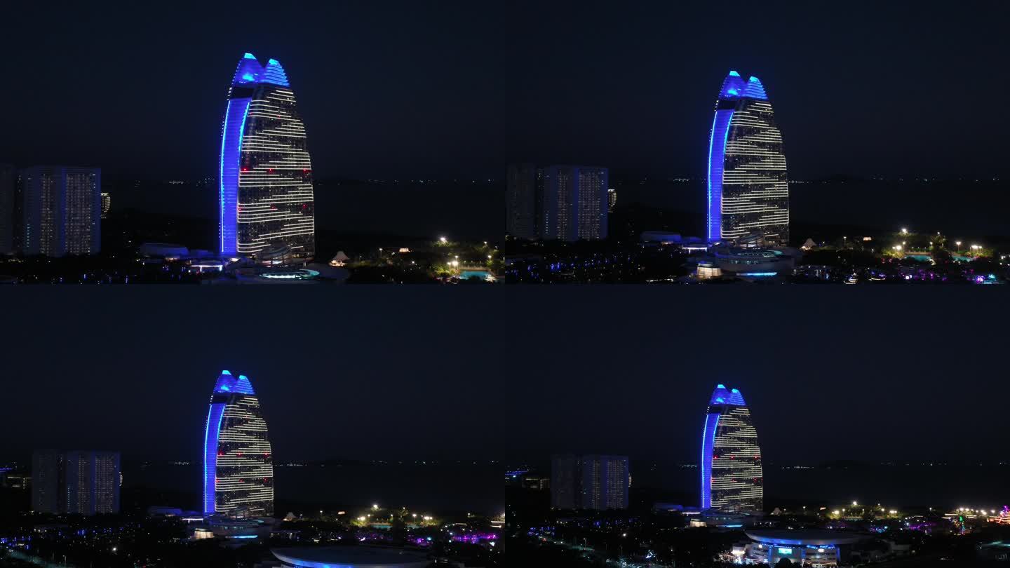 海棠湾亚特兰蒂斯酒店航拍夜景渐远
