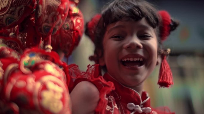 庆祝中国新年福字红包舞狮