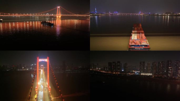 武汉鹦鹉洲大桥夜景 2倍速