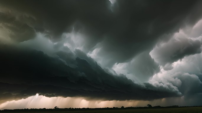 积雨云遮天蔽日云层透光空境云翻滚