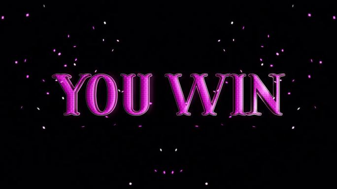 你赢了。3D版的“你赢了”。你赢了文字。你在一个透明的背景上赢得3D文本。带有粉红色文字的动画横幅。
