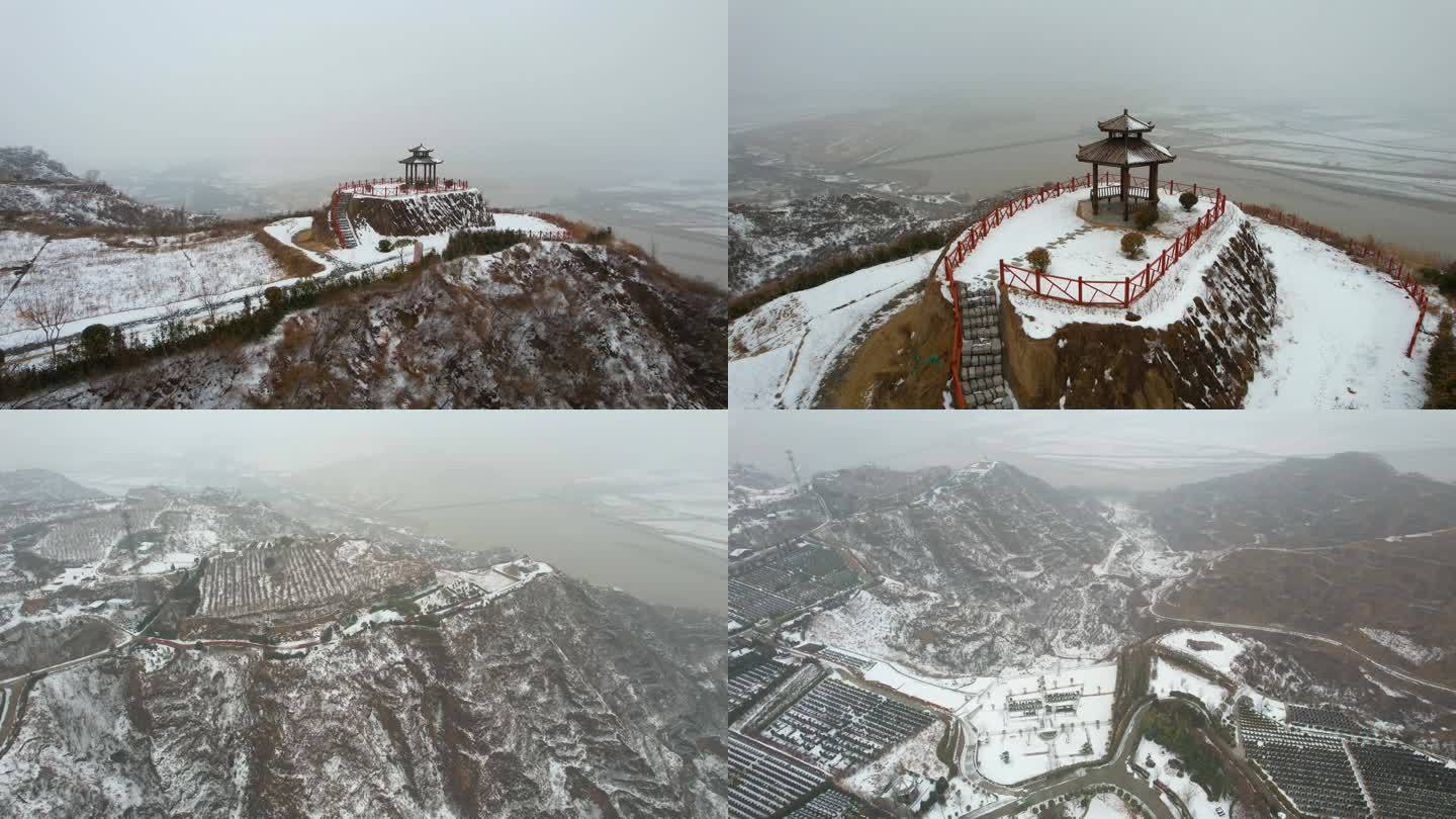 雪景中的黄河纪念公园 郑州邙山陵园