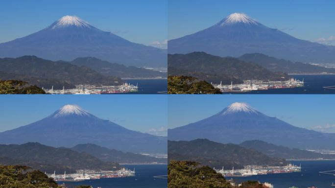 从山上看富士山和静冈海