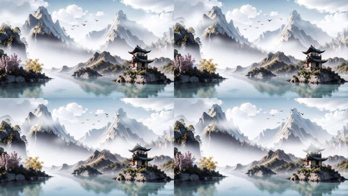 彩色中式山水视频
