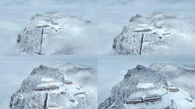 航拍陕西汉中龙头山雪景云海-31