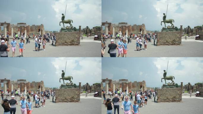 意大利庞贝的广场和半人马雕像