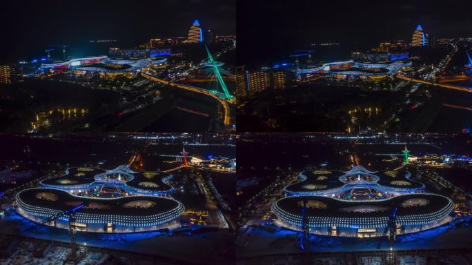 海棠湾免税城夜景延时摄影2个素材