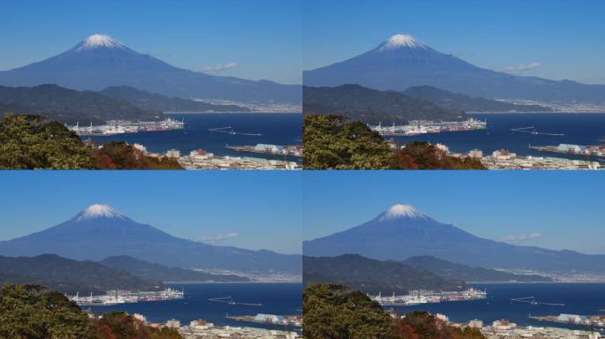 从山上看富士山和静冈海