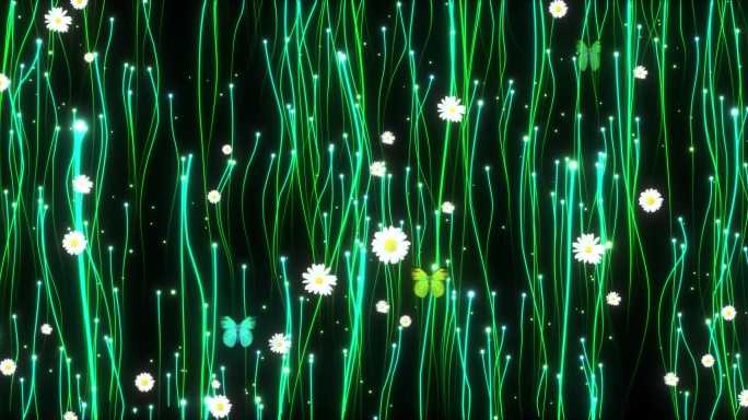 8k沉浸式全息绿色植物粒子生长投影素材