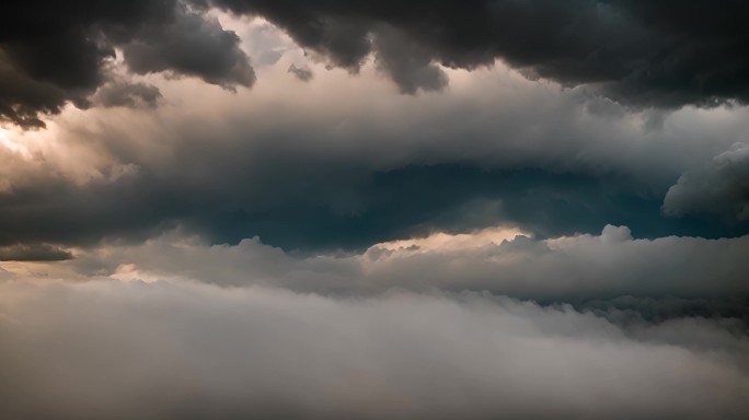 积雨云遮天蔽日云层透光空境云翻滚