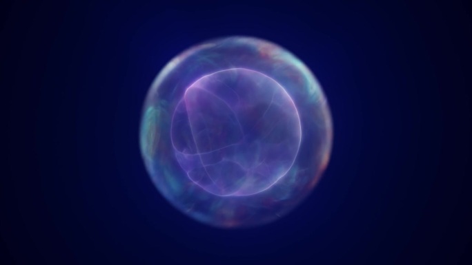 旋转蓝紫色能量球数字高科技球未来的魔法圈发光明亮的力场抽象背景