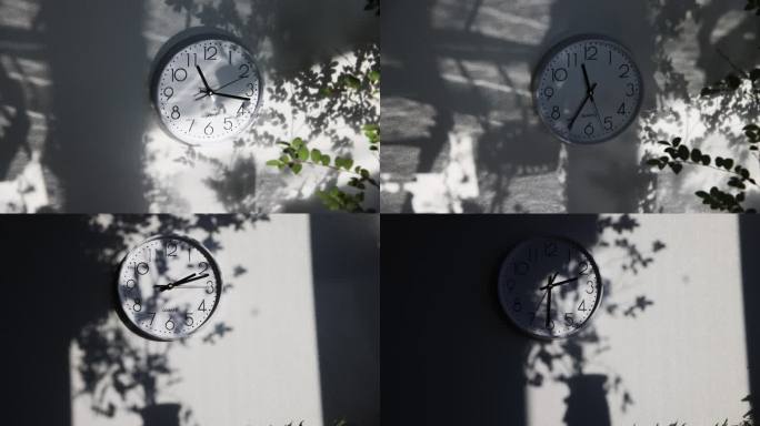 时钟绿植午后时光光影延时摄影