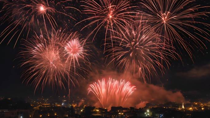 城市烟花春节烟花爆竹庆新年