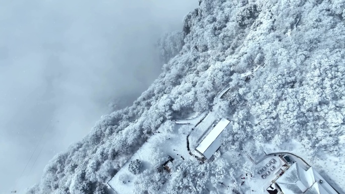 航拍陕西汉中龙头山雪景云海-32