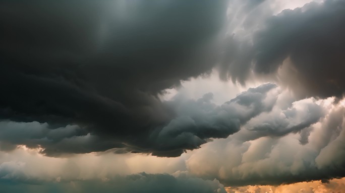 积雨云遮天蔽日云层透光空境云翻滚