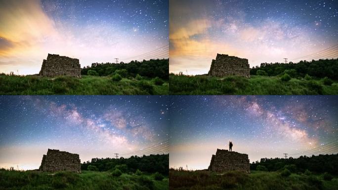 星空银河明长城夏夜繁星