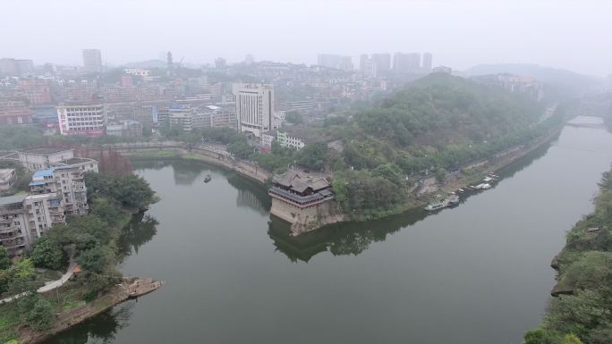 航拍高清四川自贡景色