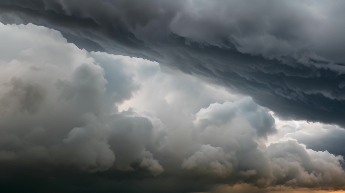 积雨云遮天蔽日云层透光空境云翻滚