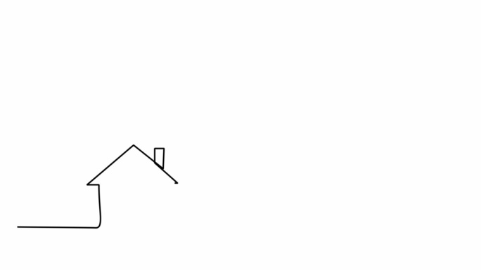 连续家庭视频与细线。一个单一的连续线条画一个舒适的家