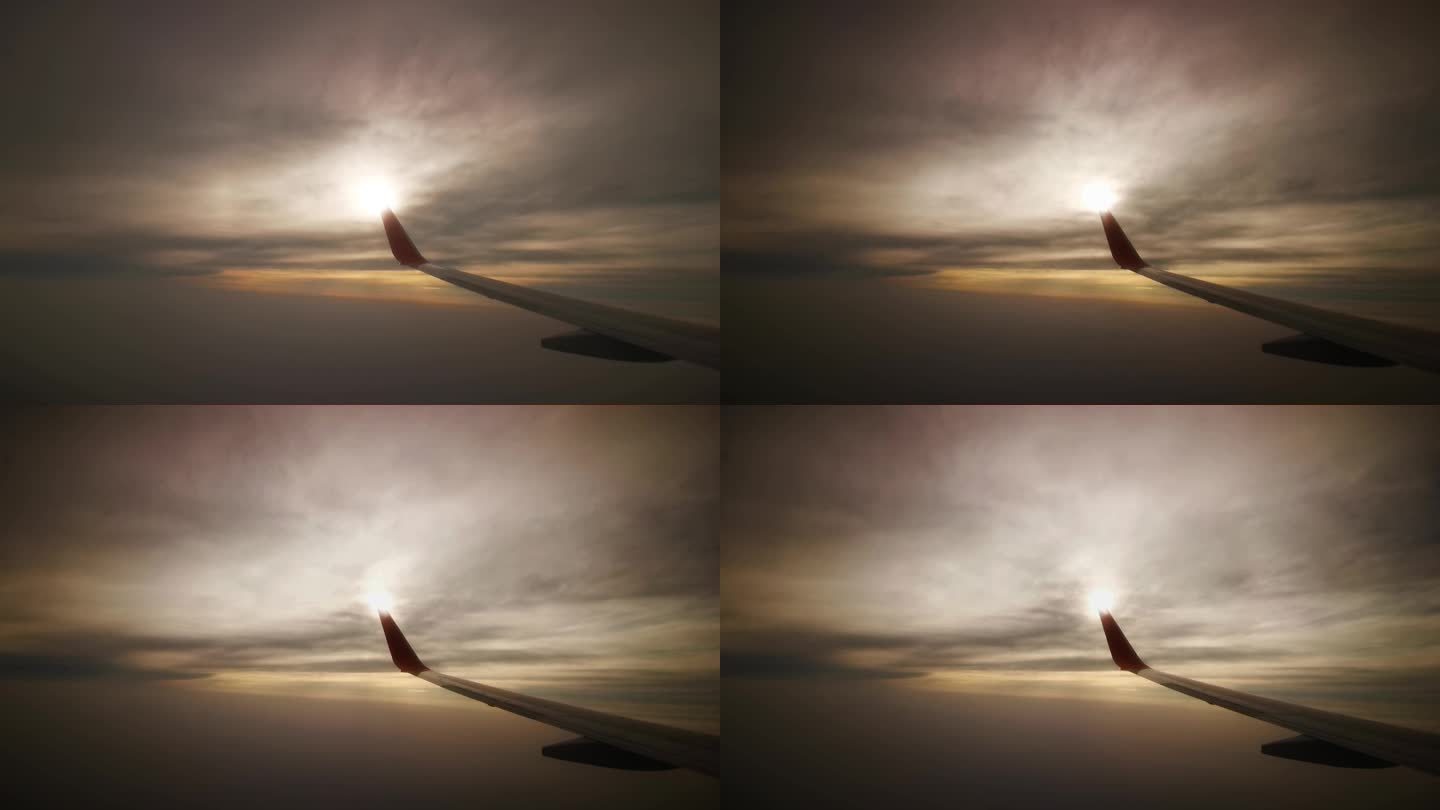 飞机翅膀在云端4K视频素材