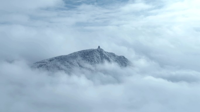 航拍陕西汉中龙头山雪景-13