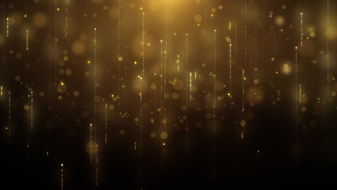 闪闪发光的黄金颗粒背景问候圣诞快乐镜头耀斑闪耀光。抽象直线与散景新年节日4K运动循环