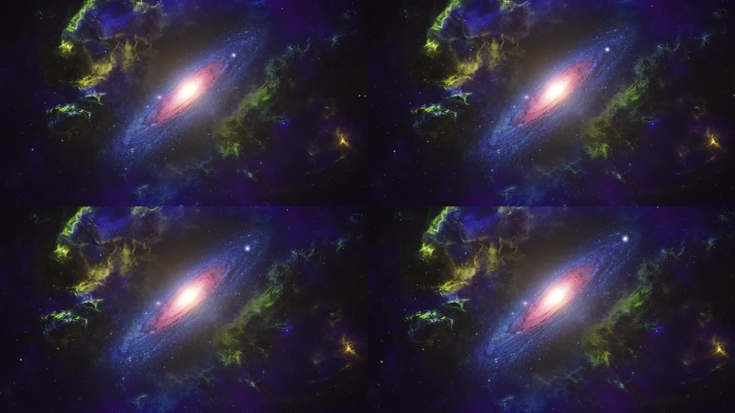 螺旋星系和星云的视野移动4k。