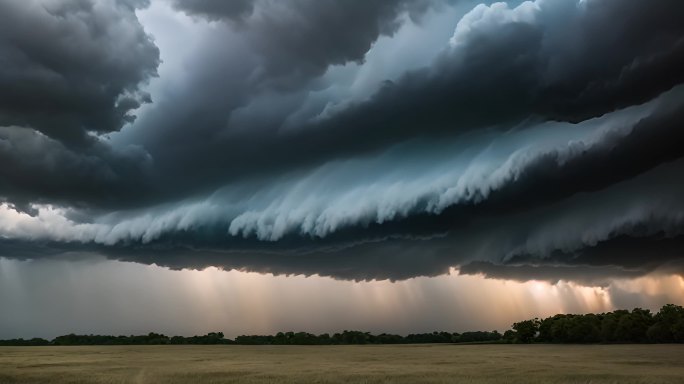 积雨云遮天蔽日云层透光空境云翻滚