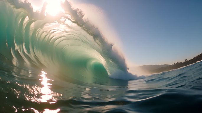 海浪波涛汹涌大海浪花巨浪视频素材