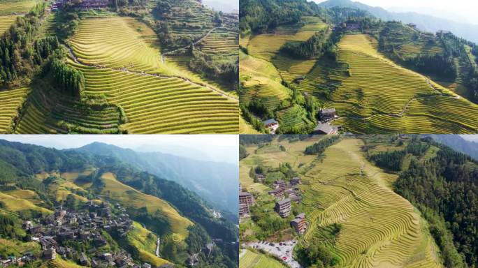 广西桂林龙胜梯田平安寨航拍大景