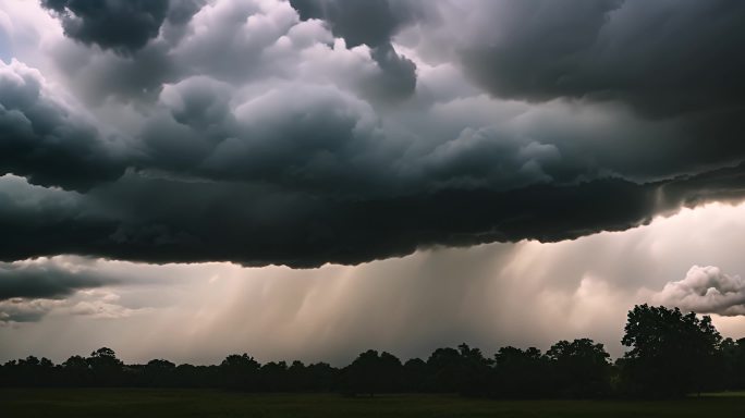 积雨云遮天蔽日云层透光空境云翻滚