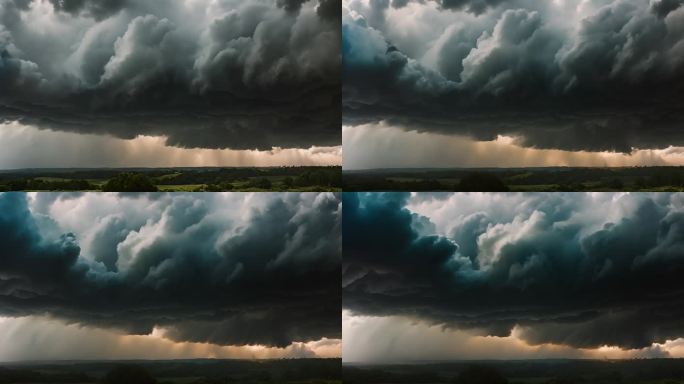 积雨云遮天蔽日云层透光空境云翻滚