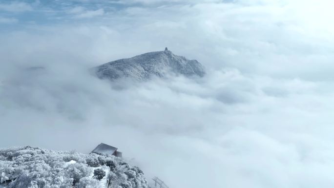 航拍陕西汉中龙头山雪景-18