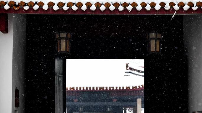 4k长沙大雪岳麓书院下雪升格慢镜头