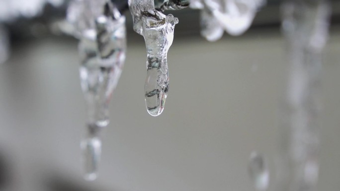 冰雪融化 冰滴水 水滴