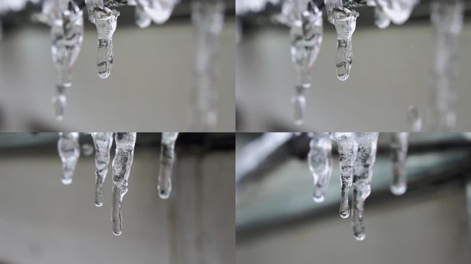 冰雪融化 冰滴水 水滴