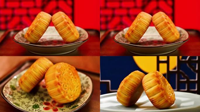 中式美食中秋节传小吃统糕点莲蓉双簧月饼