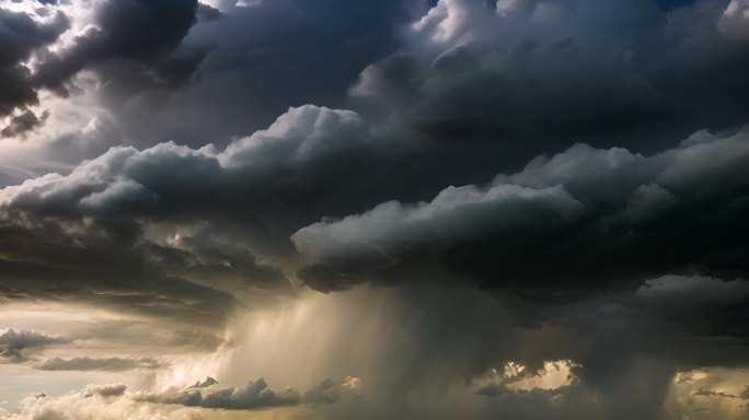 积雨云遮天蔽日云层透光空境云翻滚