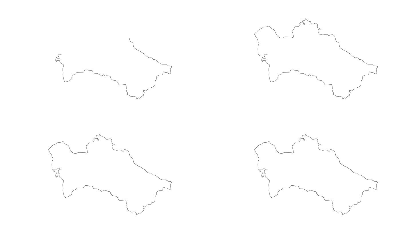 土库曼斯坦地图草图图标动画