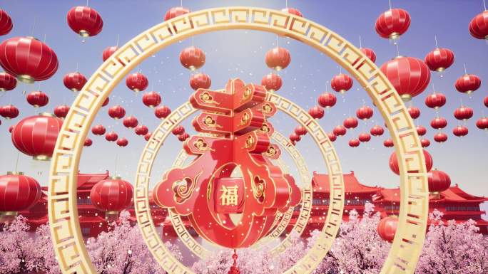 【4K】春节穿梭大屏背景视频8