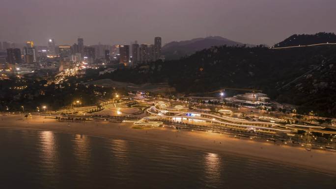 航拍珠海地标城市阳台夜景