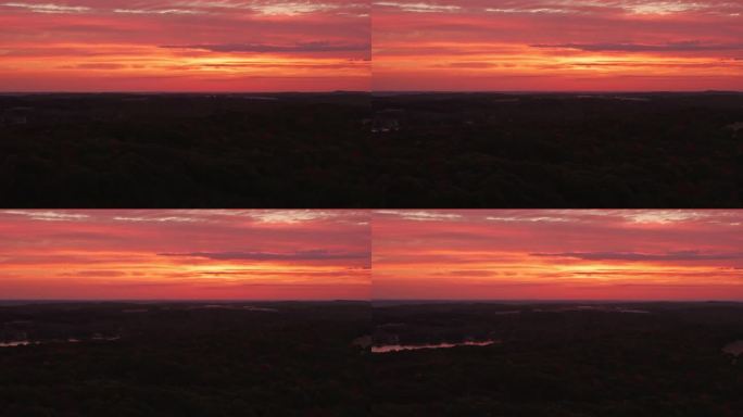 黎明时分，密歇根州谢尔比附近的农田空中拍摄