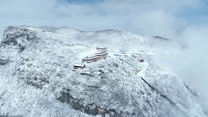 航拍陕西汉中龙头山雪景-21